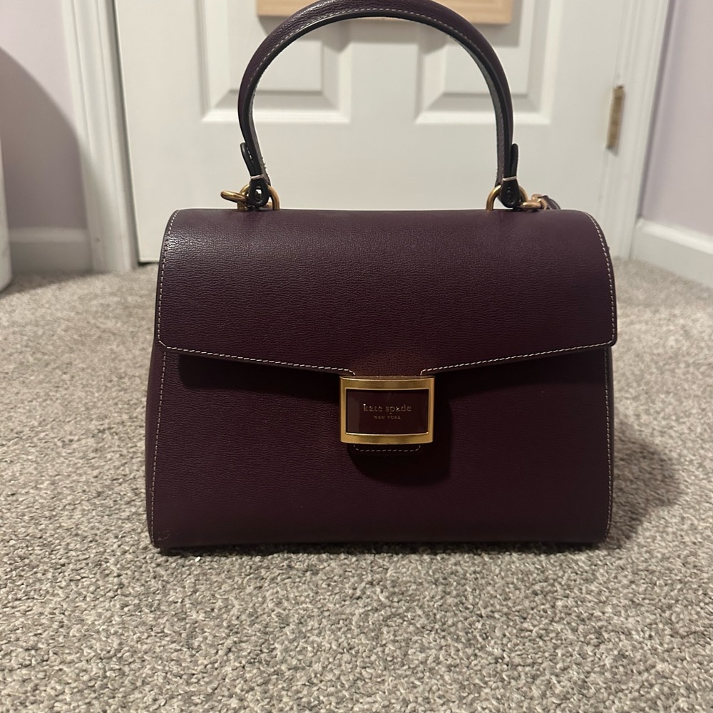 Kate Spade Plum Satchel with Gold Accents
